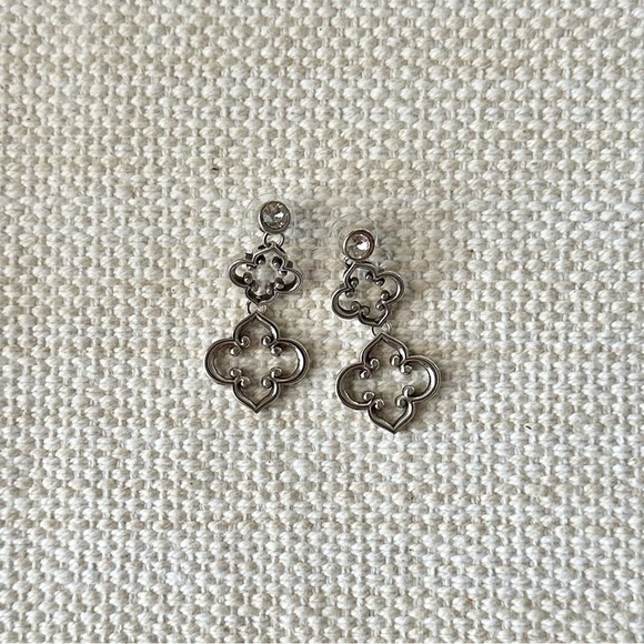 BRIGHTON Toledo Post Drop Earrings • JE9332 • Silver Plated • Double Clover - Picture 3 of 11